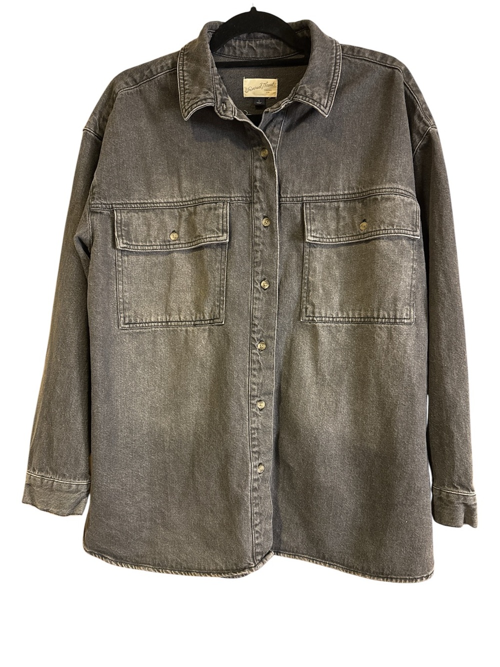 UNIVERSAL THREAD OVER SIZED BUTTON UP CHARCOAL GRAY SHIRT JACKET - L